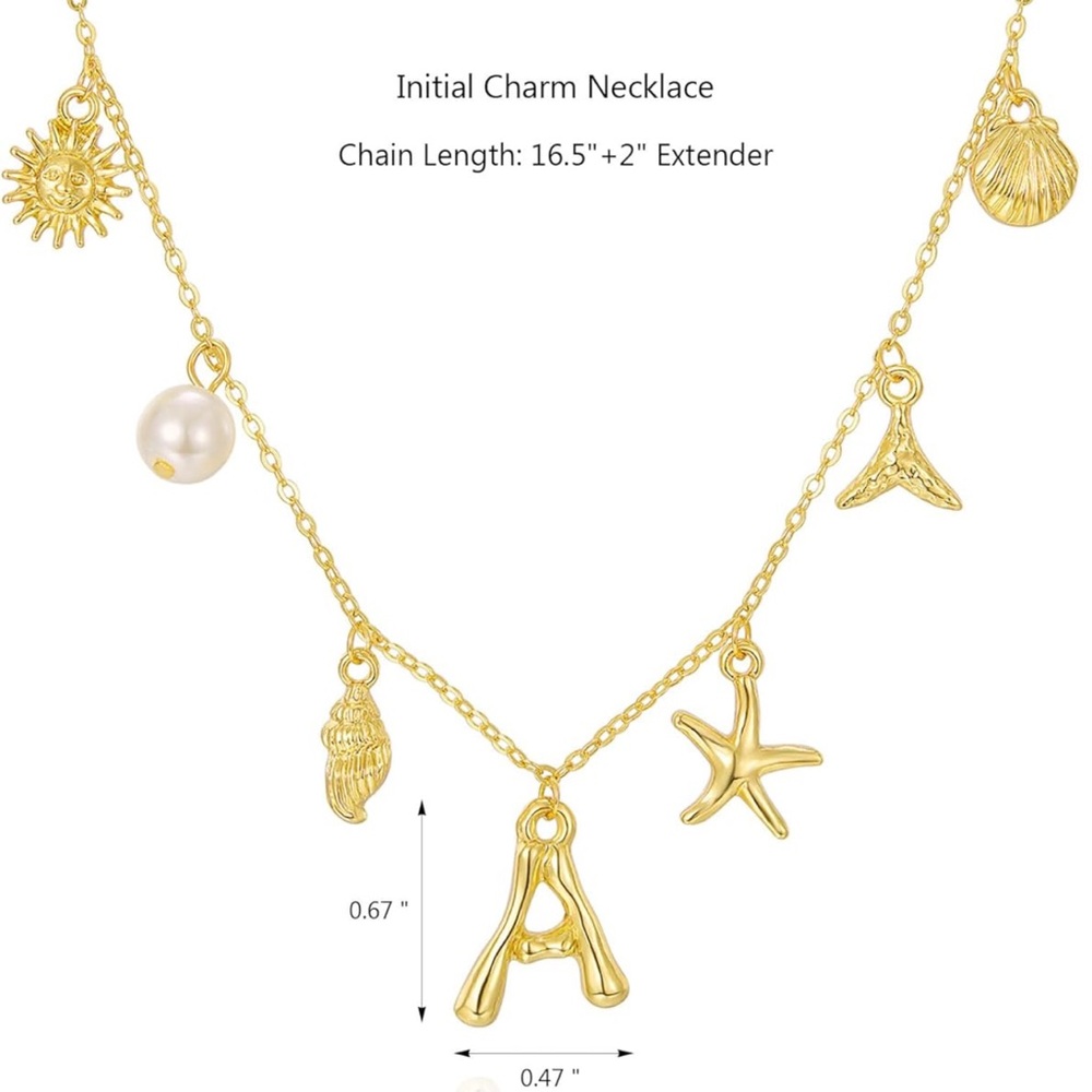 Gold ‘ S’ Charm Necklace with Sea Motifs - Picture 7 of 9